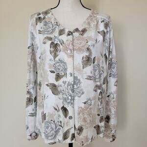 EUC The Muses Lounge M French Terry Shirt Cardigan Jacket Long Sleeve Gray